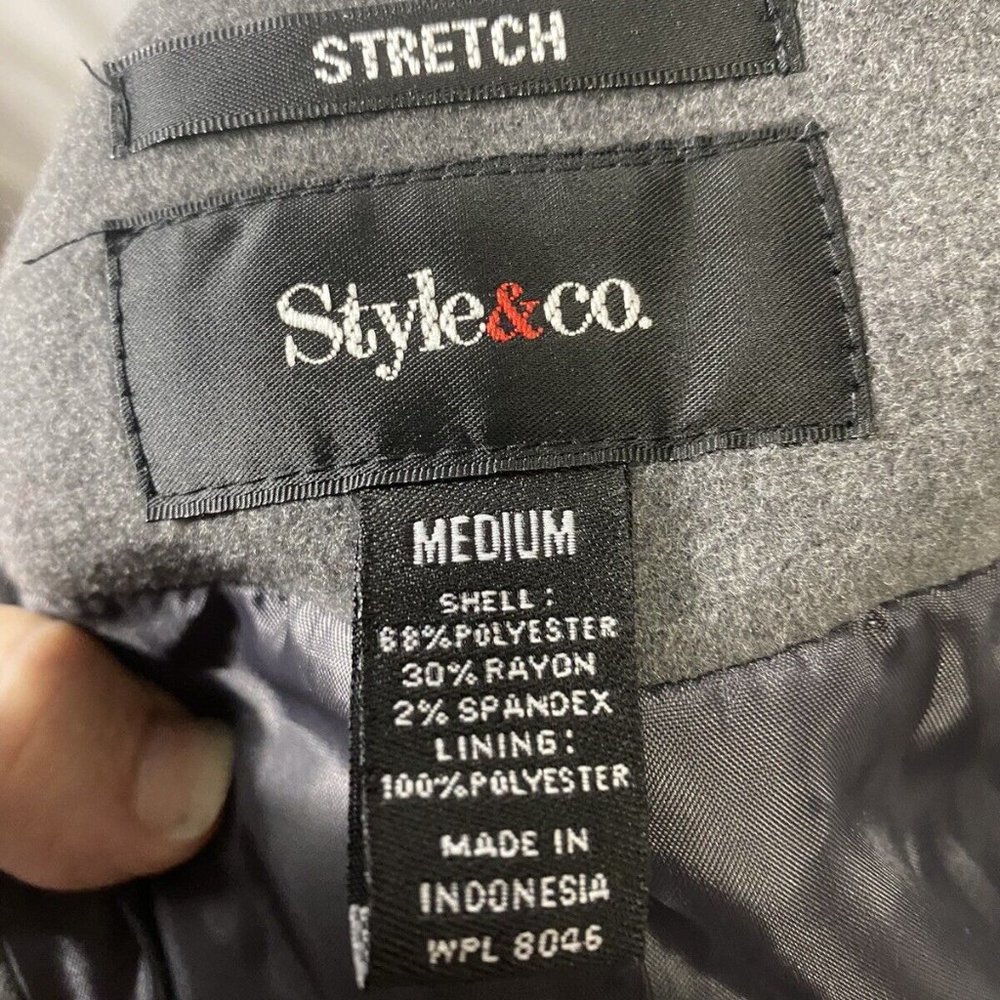 Style & Com Stretch Size Medium Gray Peacoat With… - image 4